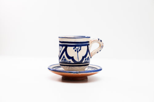 Tasse & Sous-tasse "Marrakech Bleu" – Artisanat Céramique du Maroc