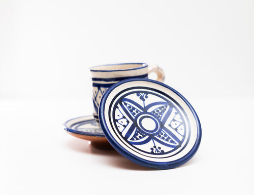 Tasse & Sous-tasse "Marrakech Bleu" – Artisanat Céramique du Maroc